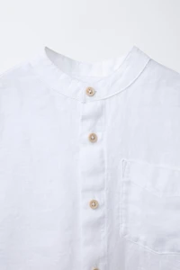 LINEN MANDARIN COLLAR SHIRT