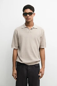 Cotton blend knit polo shirt