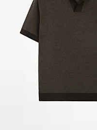 100% cotton textured knit polo sweater