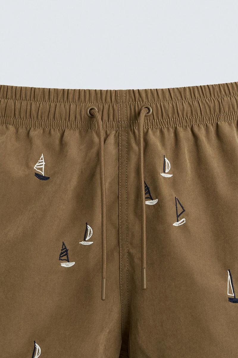 EMBROIDERED MID-LENGTH SWIMSUIT
