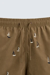 EMBROIDERED MID-LENGTH SWIMSUIT