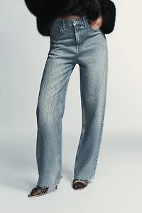 TRF HIGH-WAISTED STRAIGHT SHINY JEANS