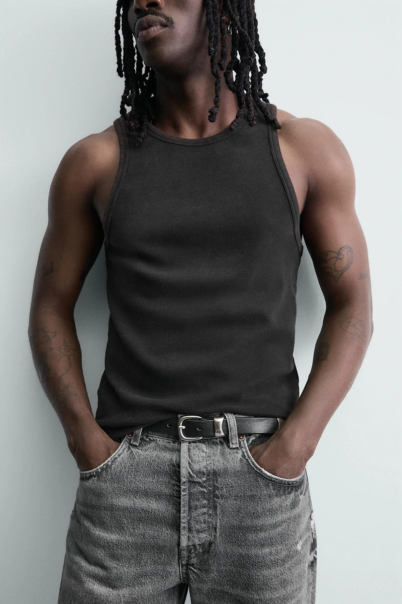 WASHED RIBBED TANK TOP
