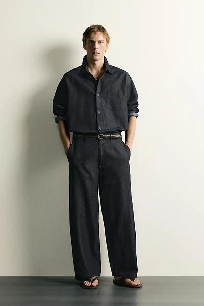 CHEMISE RELAXED FIT EN DENIM LÉGER
