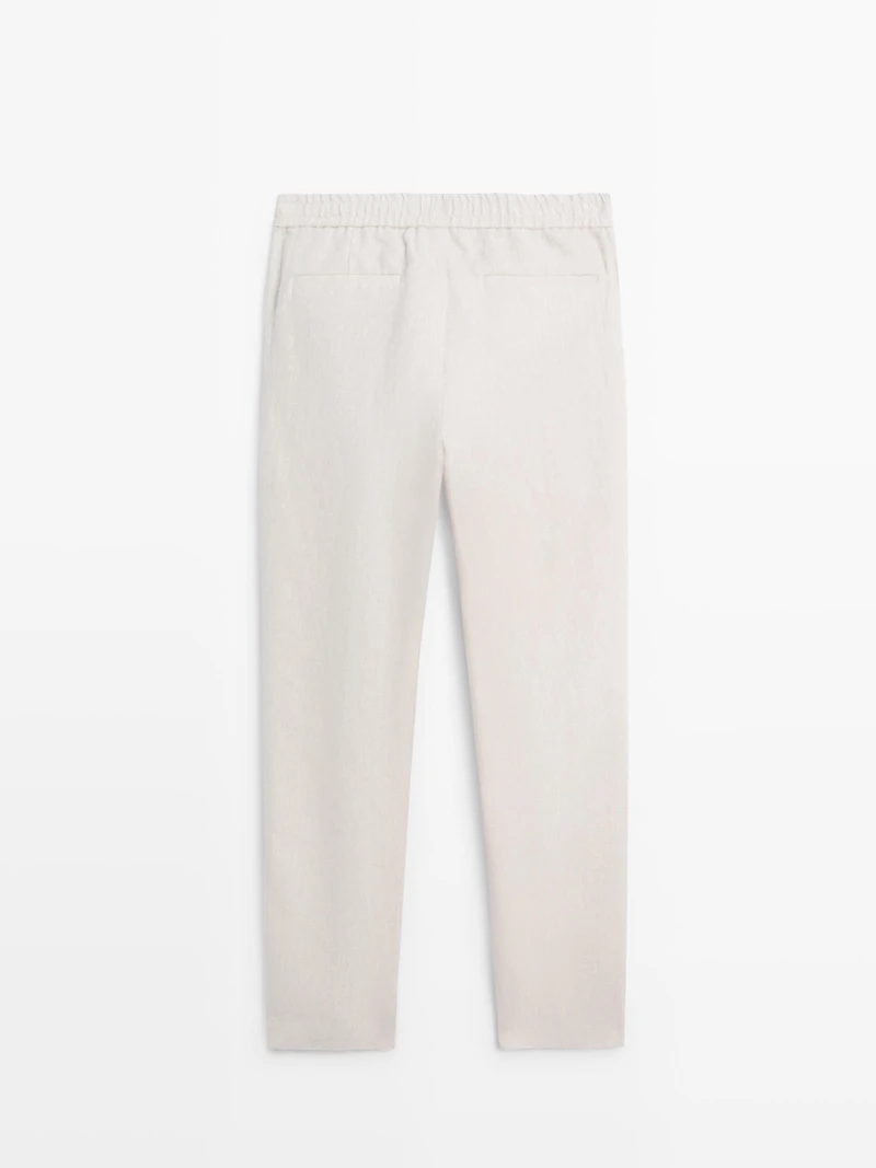 Linen jogger fit trousers