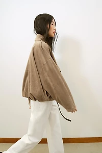 FAUX SUEDE WRAP JACKET