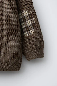 CHUNKY KNIT SWEATER WITH ELBOW PATCHES