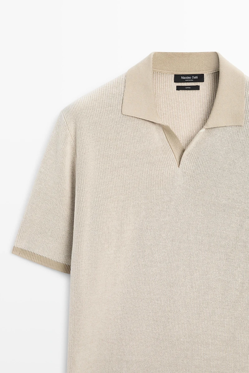 100% Cotton knit polo sweater