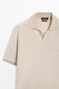 100% Cotton knit polo sweater