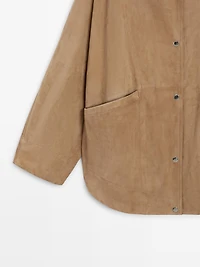 Suede leather cape with button details