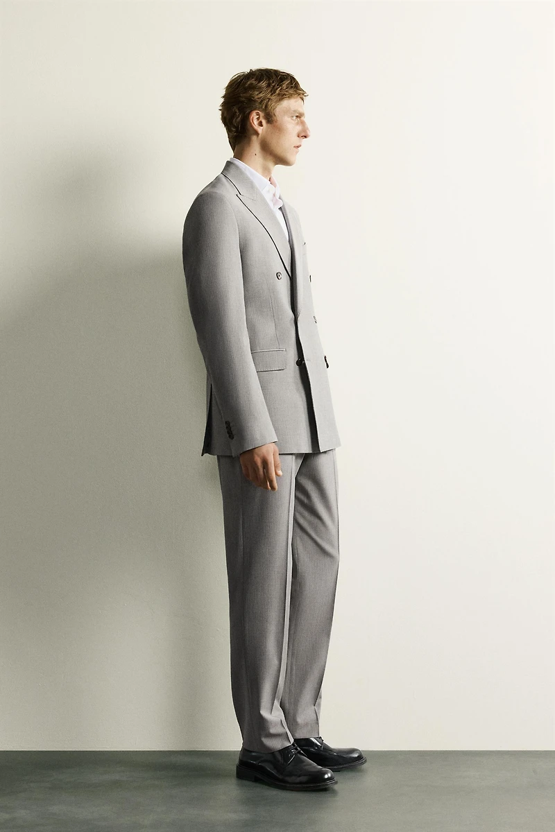 BLAZER DE COSTUME RAYÉ À BOUTONNAGE CROISÉ