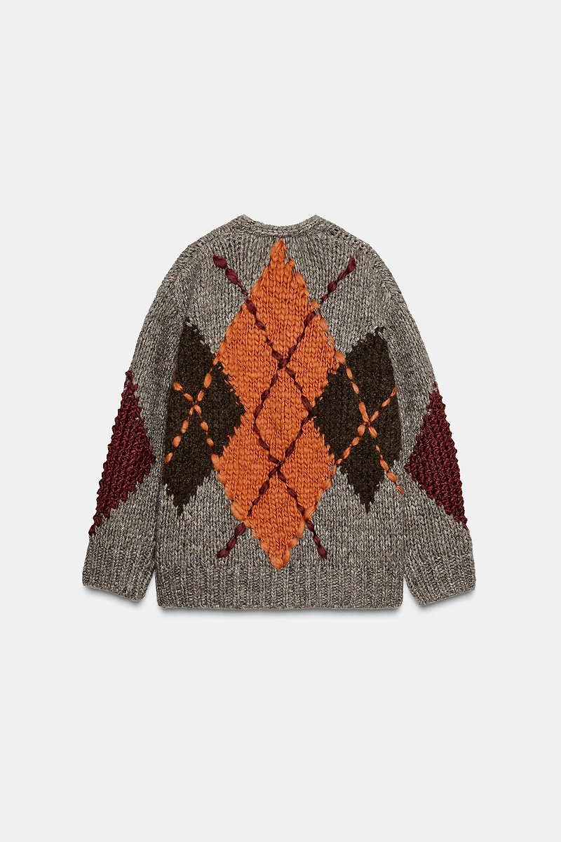 GILET EN MAILLE À LOSANGES