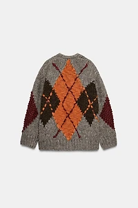 GILET EN MAILLE À LOSANGES
