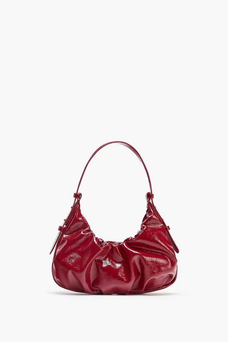CRACKLE-EFFECT RUCHED BAG