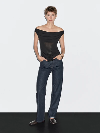 Flowing draped neck top