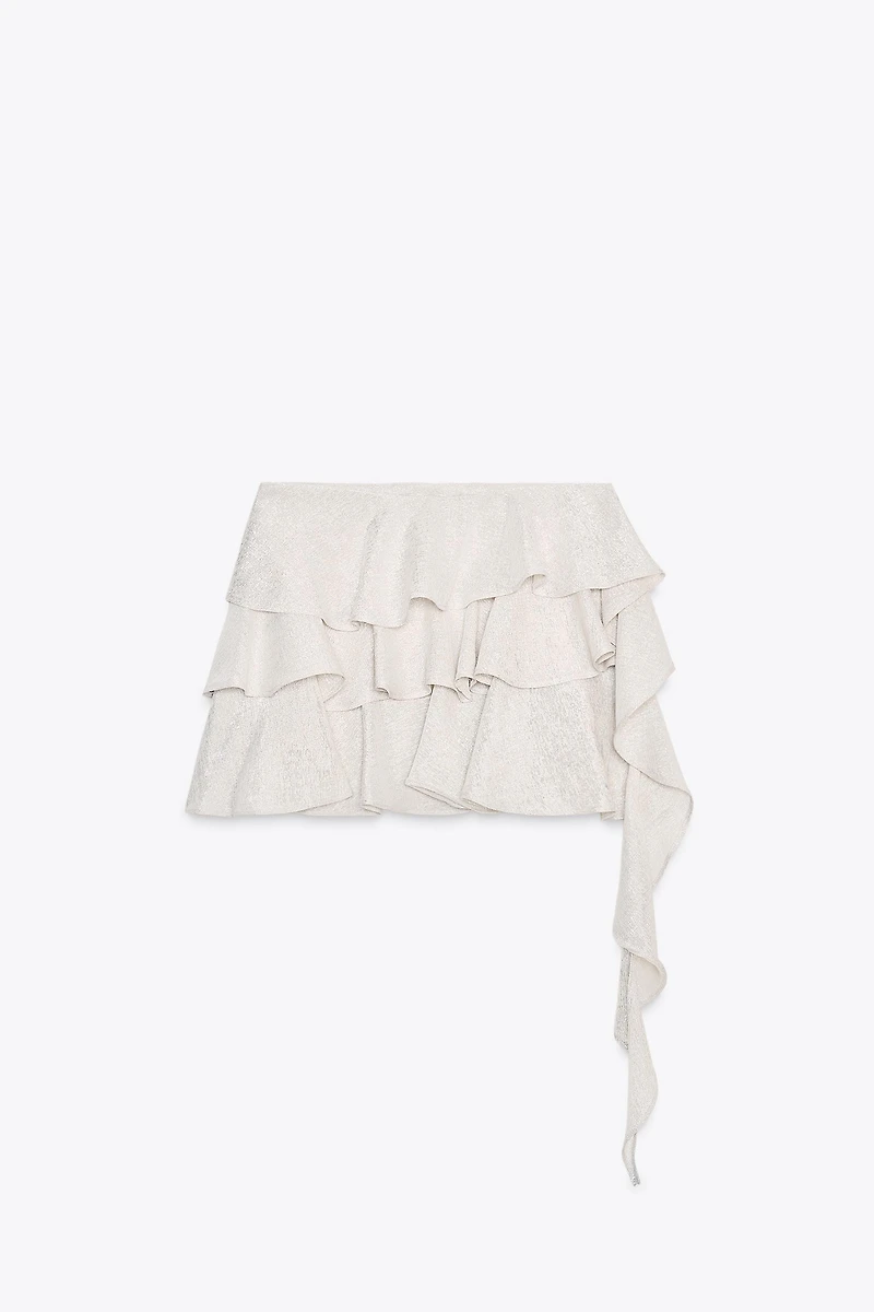 ASYMMETRIC RUFFLE MINI SKIRT