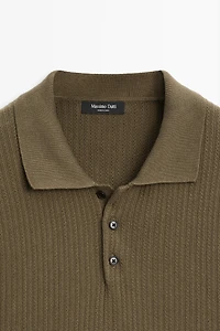 Pull polo en maille texturée 100 % coton