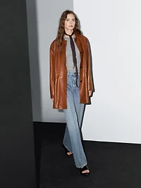 Long nappa leather coat