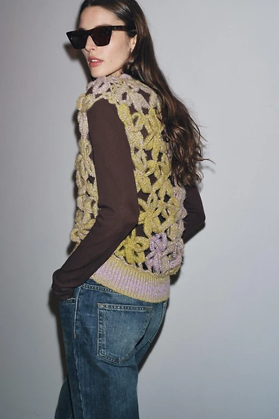 GRADIENT CROCHET KNIT VEST TOP