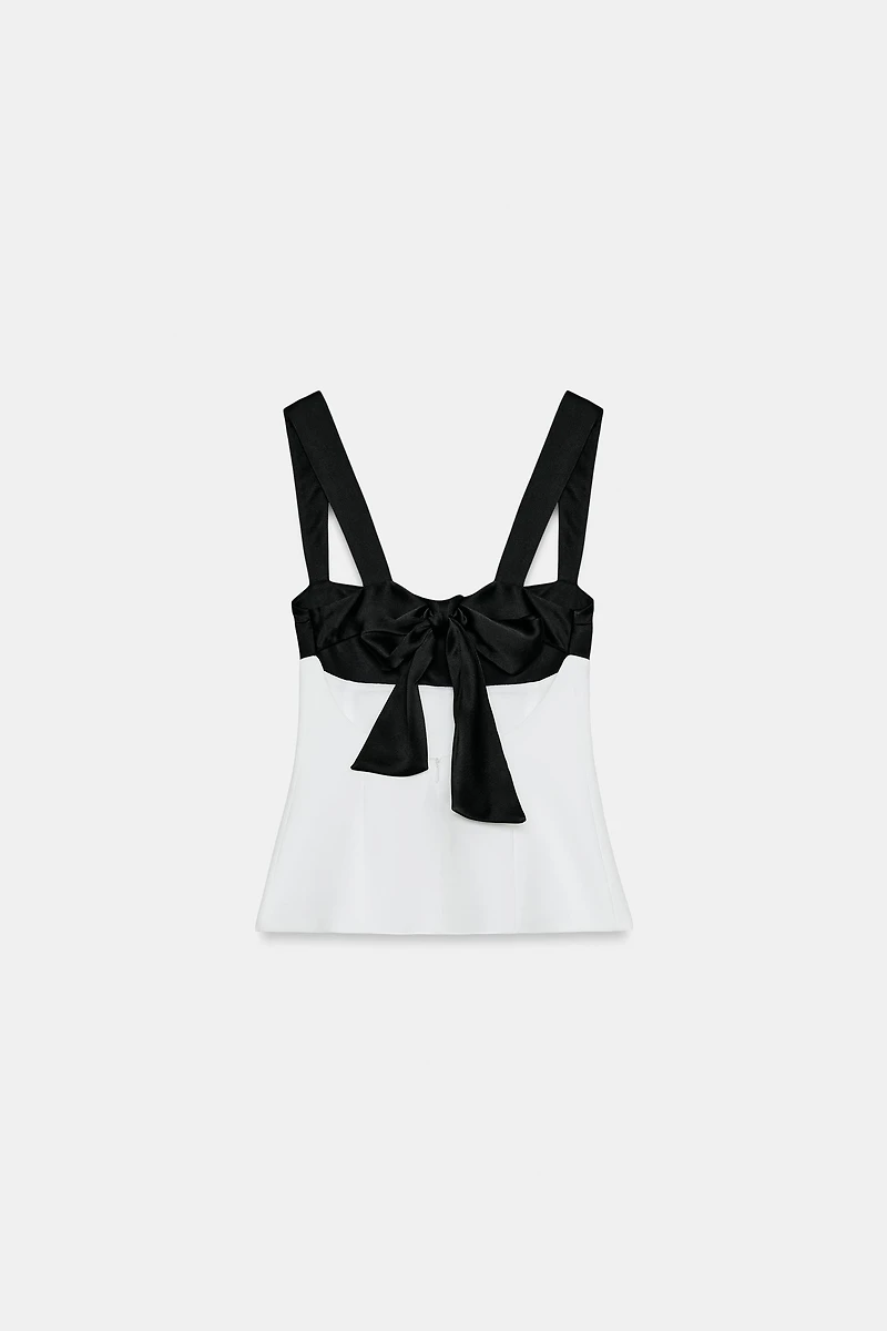 CONTRASTING BACK TIE TOP
