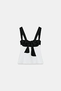 CONTRASTING BACK TIE TOP