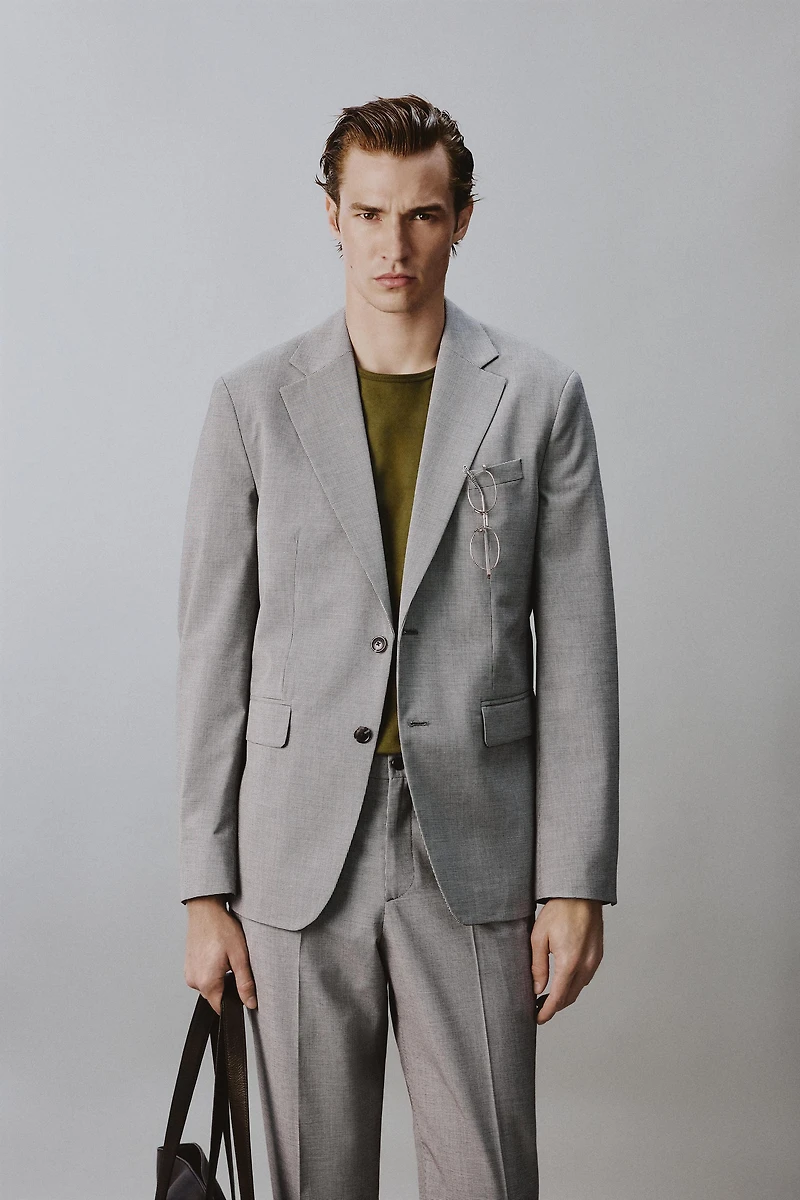 REGULAR FIT HOUNDSTOOTH SUIT JACKET