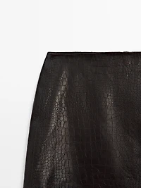 Mock croc nappa leather mini skirt
