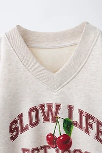 CHERRY V-NECK SWEATSHIRT