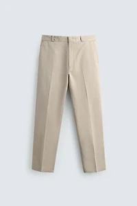 COTTON - LINEN STRAIGHT FIT CHINO PANTS