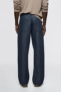 100% linen wide-leg jeans