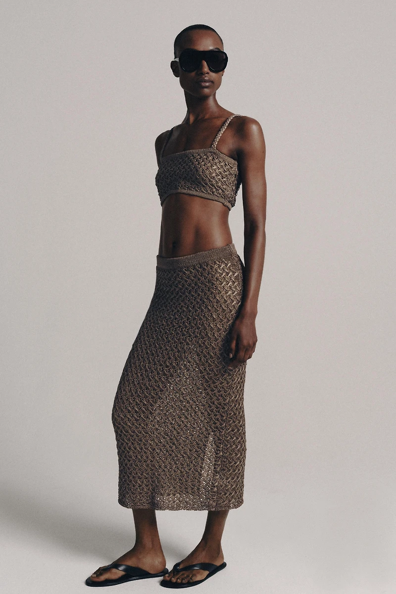 CABLE KNIT MIDI SKIRT