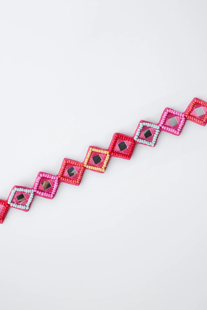 BEADED AND MIRROR CHOKER