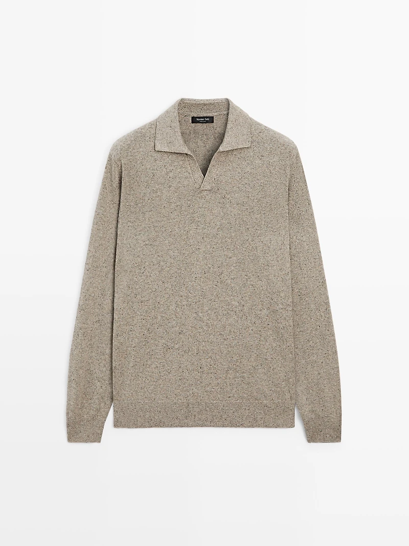 Pull en maille col polo de coton mélangé