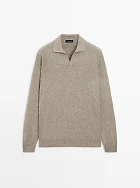 Pull en maille col polo de coton mélangé