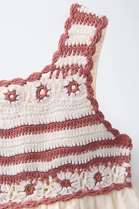 COMBINAISON COURTE EN MAILLE CROCHET ET BRODERIES