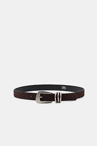 CEINTURE EN CROÛTE DE CUIR TRIPLE PASSANT