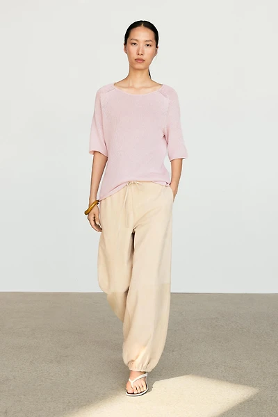 100% cotton boat neck knit sweater