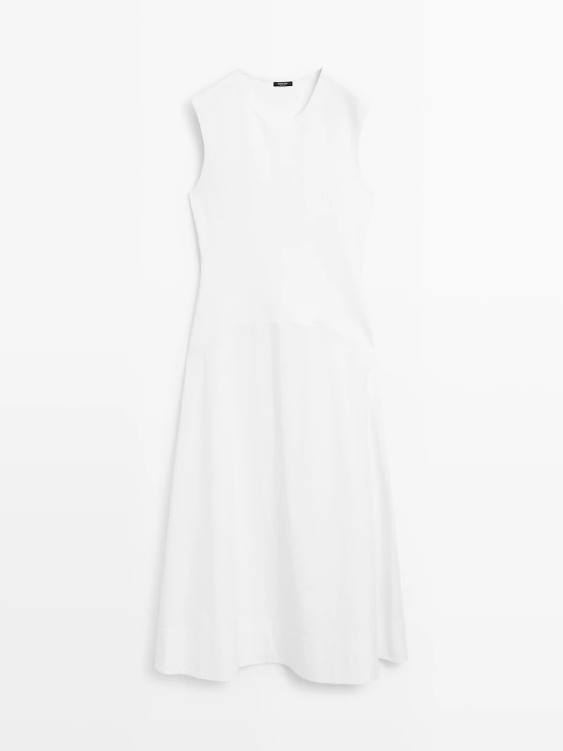 Robe longue contrastante sans manches