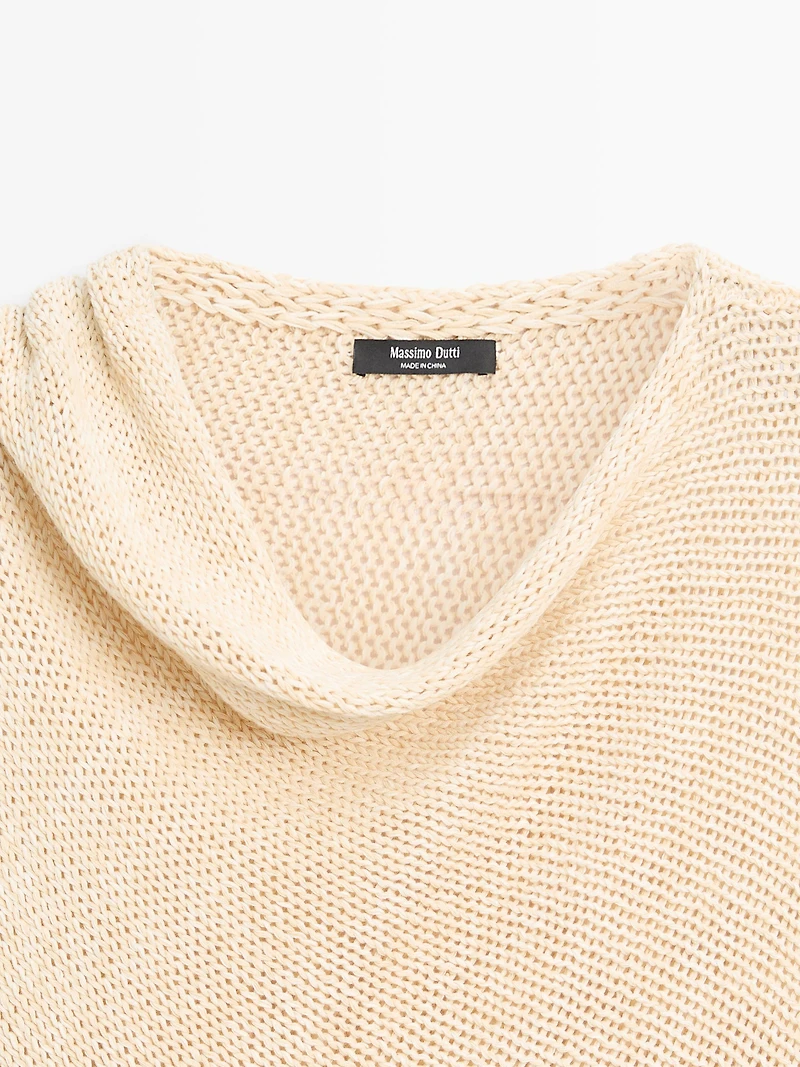 Oversize asymmetric cotton and linen sweater