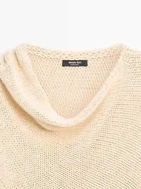 Oversize asymmetric cotton and linen sweater