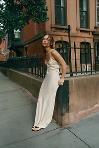 LONG GEORGETTE RUFFLE DRESS