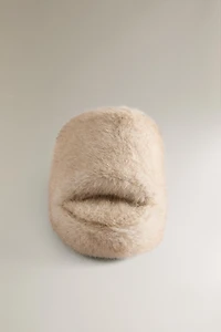 FAUX FUR FLATFORM SLIPPERS