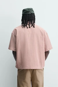 EMBROIDERED PLAID BOXY FIT SHIRT