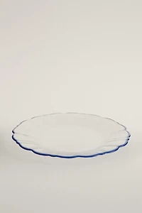 GLASS DESSERT PLATE WITH CONTRASTING RIM