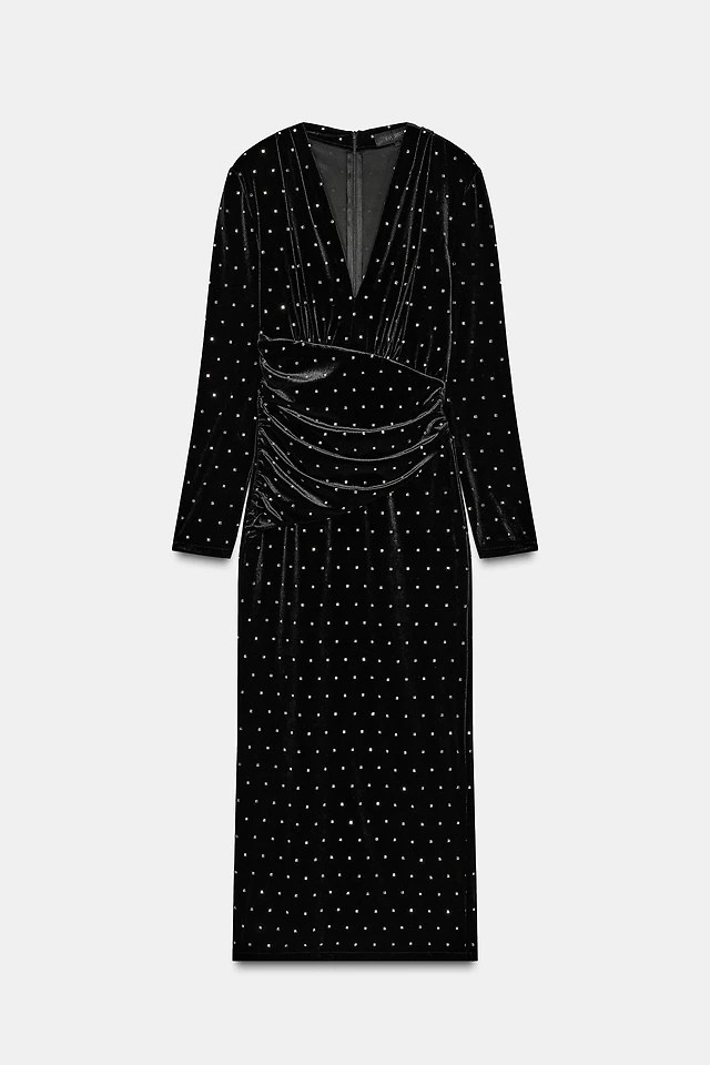 zara velvet dress long sleeve Zara velvet bodycon dress
