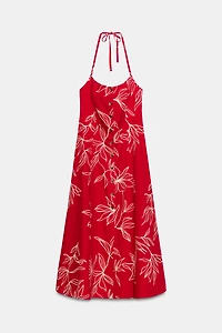 PRINTED POPLIN MIDI DRESS