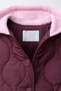 EMBROIDERED BEAR HOODED PUFFER JACKET