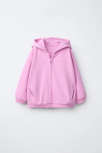 INTERLOCK ZIP SWEATSHIRT WITH RAISED TEXT