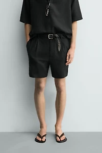 RELAXED FIT LINEN BLEND SHORTS