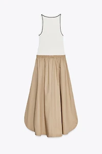 COMBINED POPLIN MIDI DRESS